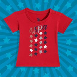 U.S. Polo Assn. Kids Girls Red Brand Logo Printed Pure Cotton T-shirt-image-68