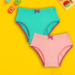 XY Life Girls Pack Of 2 Pink and Green Primary Intellisoft Tencel Modal Hipsters-image-22