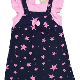 Clothe Funn Girls Stars Printed Cotton Pinafore Dress With Top-image-22