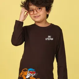 NUSYL Boys Be Strong Text Printed Round Neck Cotton Casual T-shirt-image-96