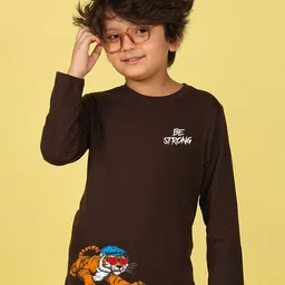 NUSYL Boys Be Strong Text Printed Round Neck Cotton Casual T-shirt-image-61
