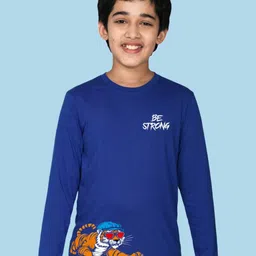 NUSYL Boys Be Strong Text Printed Round Neck Cotton Casual T-shirt-image-66