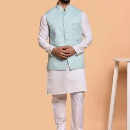 PRINTINDIA Mandarin Collar Pure Cotton Straight Kurta With Trouser & Nehru jacket-picture-42