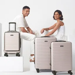 Assembly Set Of 3 Textured 360 Degree Rotation Hard-Sided Trolley Bags 40L, 60L 85L image 1