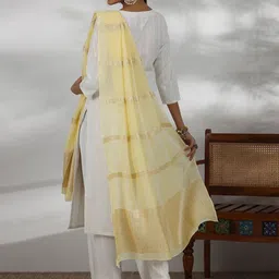 Libas Striped Self Design Sequinned Straight Kurta with Trouser & Dupatta image 3