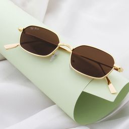 Ted Smith Adult Brown Lens & Gold Rectangle Sunglasses with UV Protected Lens EYEZ_C3-picture-8