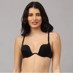 PrettyCat Beautiful Plunge Pushup U Shape Bra - Black-picture-21