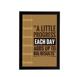 eCraftIndia Brown & White "A Little Progress Each Day Adds Up To Big Results" Quote Matt Texture UV Art Painting image 3