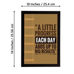 eCraftIndia Brown & White "A Little Progress Each Day Adds Up To Big Results" Quote Matt Texture UV Art Painting image 4