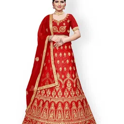 Maroosh Embellished Thread Work Unstitched Lehenga & Blouse With Dupatta-image-3