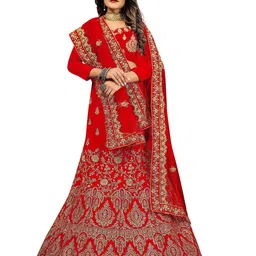 Maroosh Embellished Thread Work Unstitched Lehenga & Blouse With Dupatta-picture-48