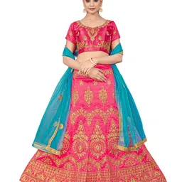 Maroosh Embellished Thread Work Unstitched Lehenga & Blouse With Dupatta-picture-26