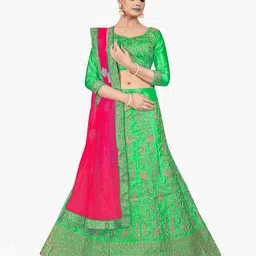Maroosh Embellished Thread Work Unstitched Lehenga & Blouse With Dupatta-picture-27