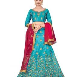 Maroosh Embellished Thread Work Unstitched Lehenga & Blouse With Dupatta-picture-16