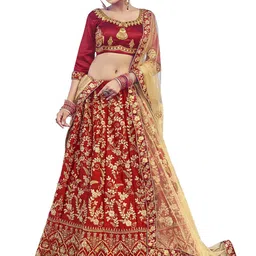 Maroosh Embroidered Thread Work Unstitched Lehenga & Blouse With Dupatta-image-92