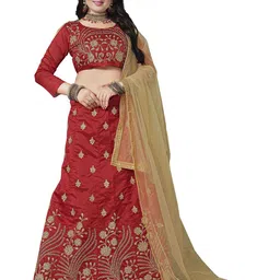 Maroosh Embroidered Thread Work Unstitched Lehenga & Blouse With Dupatta-picture-14