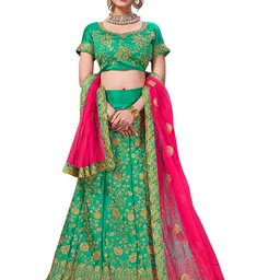 Maroosh Embroidered Thread Work Unstitched Lehenga & Blouse With Dupatta-image-90