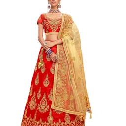 Maroosh Embroidered Thread Work Unstitched Lehenga & Blouse With Dupatta-image-95