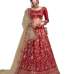 Maroosh Embroidered Thread Work Unstitched Lehenga & Blouse With Dupatta-34