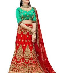 Maroosh Embroidered Thread Work Unstitched Lehenga & Blouse With Dupatta-picture-46