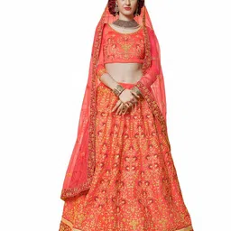 Maroosh Embroidered Thread Work Unstitched Lehenga & Blouse With Dupatta-image-37