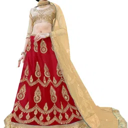 Maroosh Embroidered Thread Work Unstitched Lehenga & Blouse With Dupatta-image-70