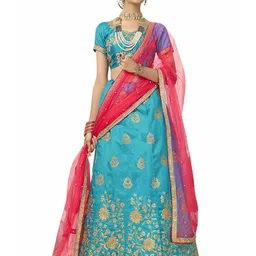 Maroosh Embroidered Thread Work Unstitched Lehenga & Blouse With Dupatta-image-65