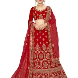 Maroosh Embroidered Thread Work Unstitched Lehenga & Blouse With Dupatta-18