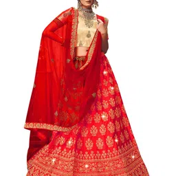 Maroosh Embroidered Thread Work Unstitched Lehenga & Blouse With Dupatta-picture-36