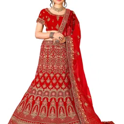 Maroosh Embroidered Thread Work Unstitched Lehenga & Blouse With Dupatta-image-36