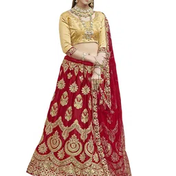 Maroosh Embroidered Thread Work Unstitched Lehenga & Blouse With Dupatta-picture-52