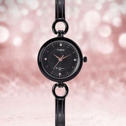 Timex Women Black Embellished Dial Bracelet Style Analogue Watch TWEL11426-13