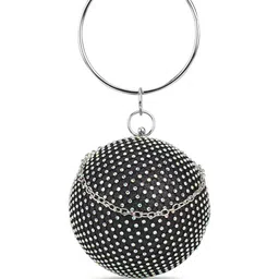 Globus Embellished Bangle Handle Circle Party Handheld Bag With Detachable Chain Strap-image-92