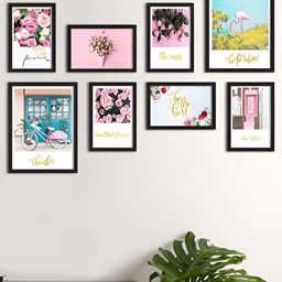 Art Street Black & Pink 8Pieces Wooden Floral And Botanical Wall Paintings-image-25