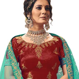 Maroosh Embroidered Thread Work Unstitched Lehenga & Blouse With Dupatta image 2