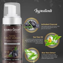 COROnation Herbal Set of 2 Activated Charcoal Foaming Face Wash 160 ml Each image 3