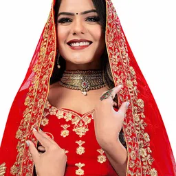 Maroosh Embellished Thread Work Unstitched Lehenga & Blouse With Dupatta image 2
