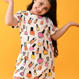 Anthrilo Girls White Pure Cotton Printed Nightdress AN14593N-image-56