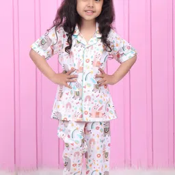 Polka Tots Girls Printed Pure Cotton Night suit-image-67
