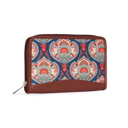 ZOUK Women Blue & Brown Ethnic Motifs Printed Zip Around Wallet image 3