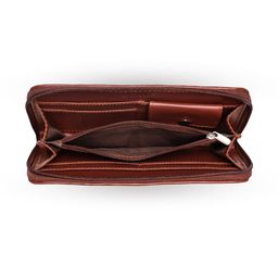 ZOUK Women Blue & Brown Ethnic Motifs Printed Zip Around Wallet image 5