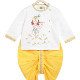 Tiber Taber Boys Ethnic Motifs Embroidered Pure Cotton Kurta With Dhoti Pants-picture-44