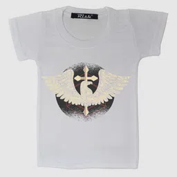 RISH Kids White Eagle & Cross Printed Polyester T-shirt-image-88