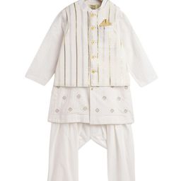 Tiber Taber Boys Geometric Printed Regular Kurta With Salwar & Jacket-32