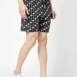 T.T. Men Geometric Printed Mid Rise Drawstring Sports Shorts-image-47