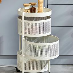 Home Centre Off White Textured 3-Tier Trolley Kitchen Organisers-27