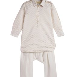 Tiber Taber Boys Geometric Embroidered Regular Pure Cotton Kurta With Salwar-13