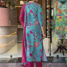 Anni Designer Geometric Printed Regular Straight Kurta with Trousers & Dupatta image 4
