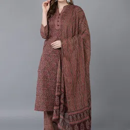 AHIKA Ethnic Motifs Printed Regular Kurta With Trousers & With Dupatta image 2