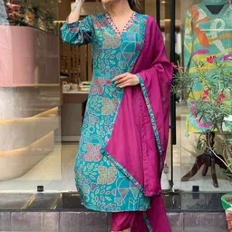 Anni Designer Geometric Printed Regular Straight Kurta with Trousers & Dupatta image 5